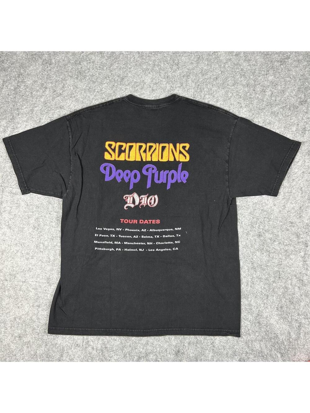 Vintage Scorpions Deep Purple DIO World Tour Heavy Metal Rock T Shirt Size Large